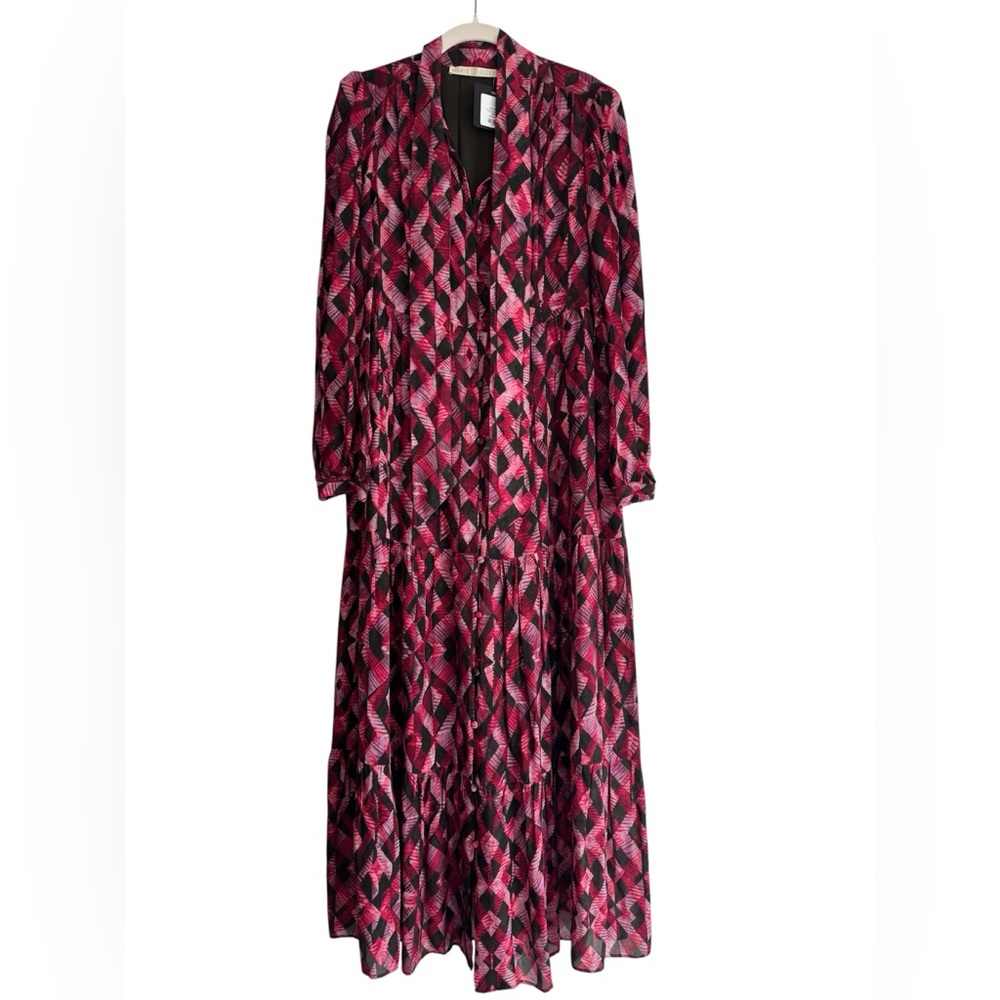 MARIE OLIVER long sleeve dress geometric pattern red, pink